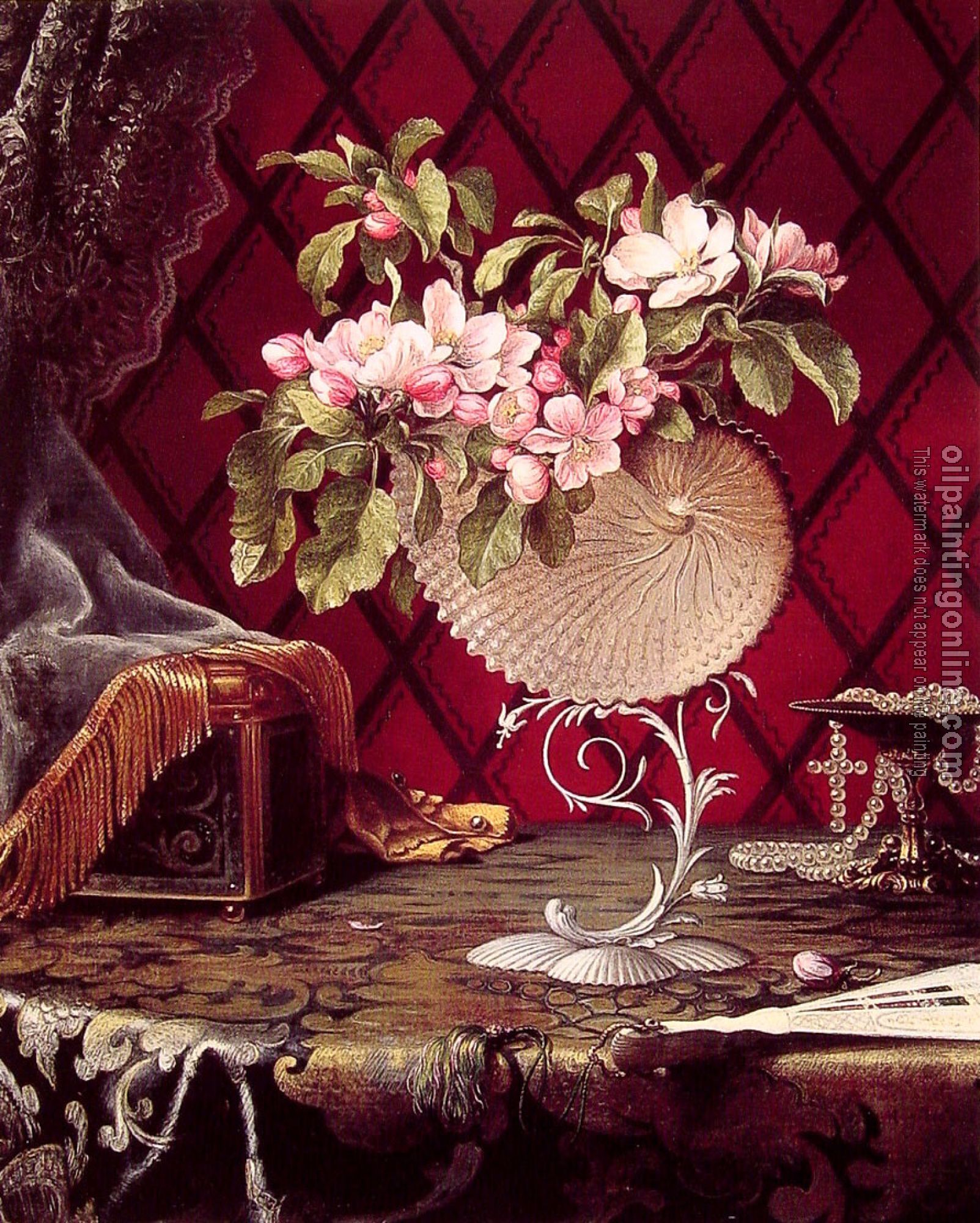 Heade, Martin Johnson - Still Life with Apple Blossoms in a Nautilus Shell